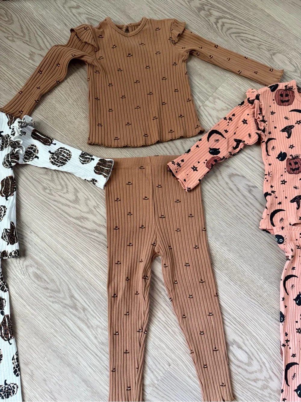 Toddler Girl Halloween 🎃 Thanksgiving 🍁 Autumn Ribbed Outfits -Bundle of 3